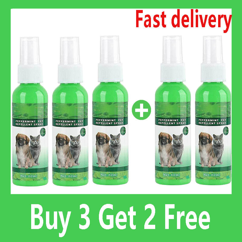 60ml Natural Pet Care Topical Flea&Tick Spray for Dogs&Cats with Fresh Fragrance Peppermint Oil and Eugenol