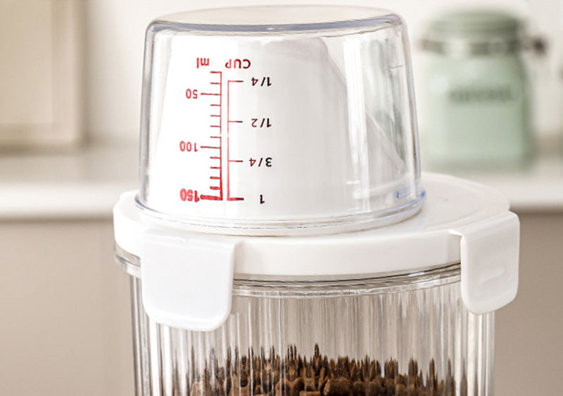 800/1350/1800ml Pet Food Storage Container Dog Food Sealed Jar with Measuring Cup Dog Treat Storage Box Dog Accessories